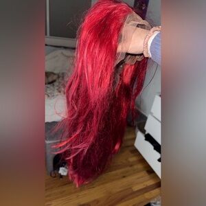 Vibrant Red Hair wig. Synthetic lace front